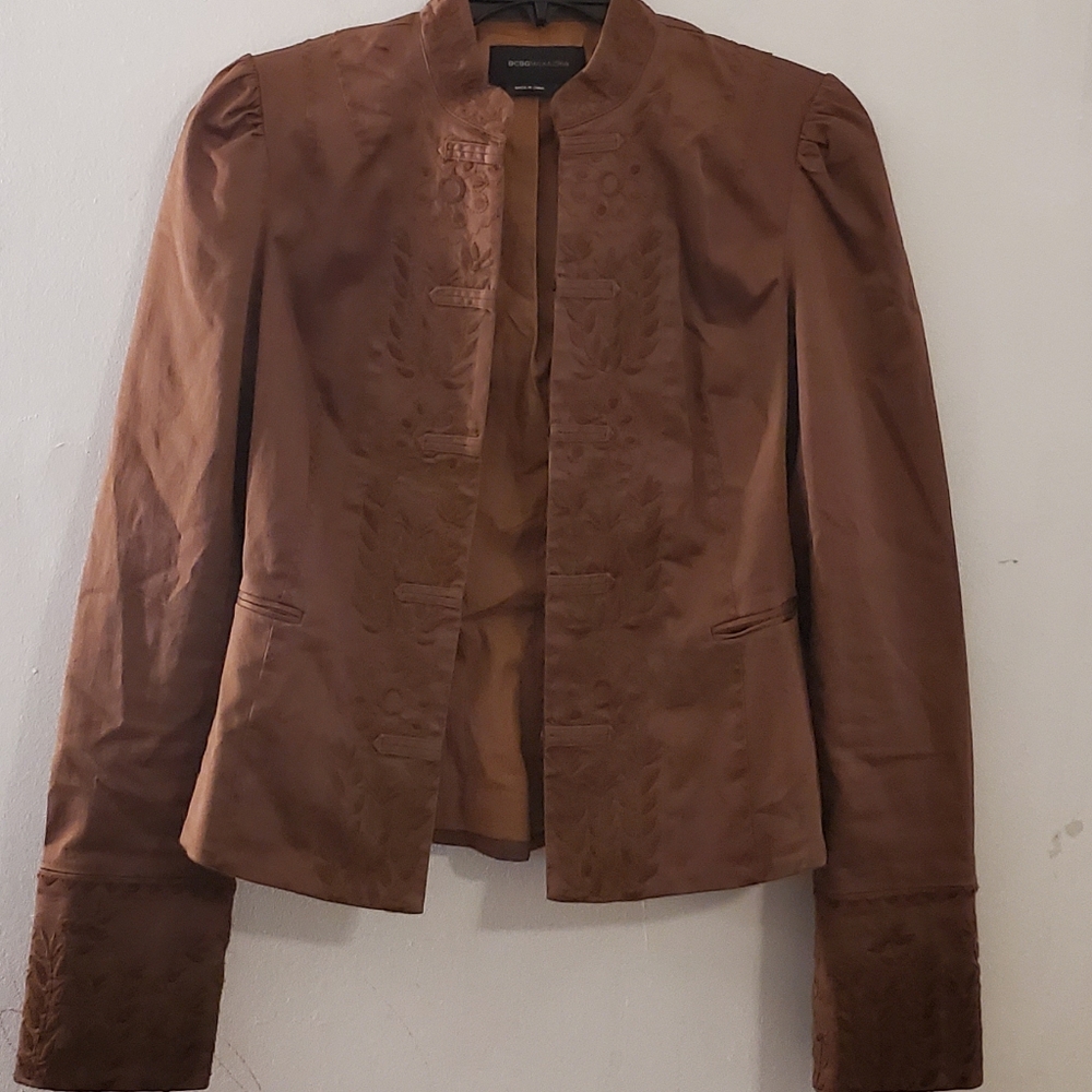 BCBG MaxAzria Brown Foral Embroidered Blazer S - Picture 11 of 12